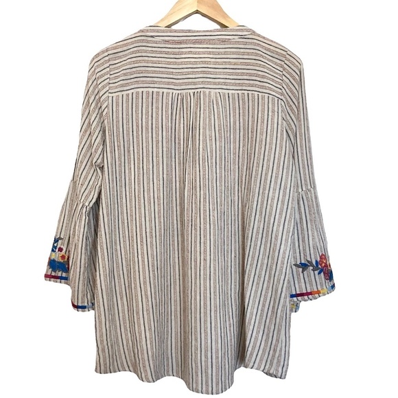 SAVANNAH JANE Embroidered Bell Sleeve Striped Top - Picture 5 of 6
